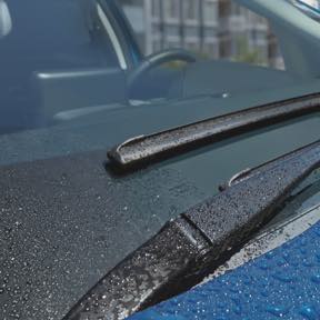Windshield wipers on a vehicle after a storm.